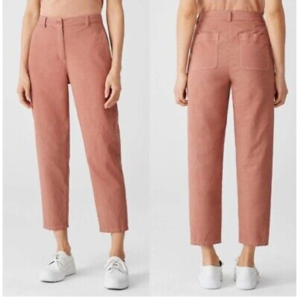 Eileen Fisher Organic Cotton Hemp Ankle Pant Womens 6 Pink